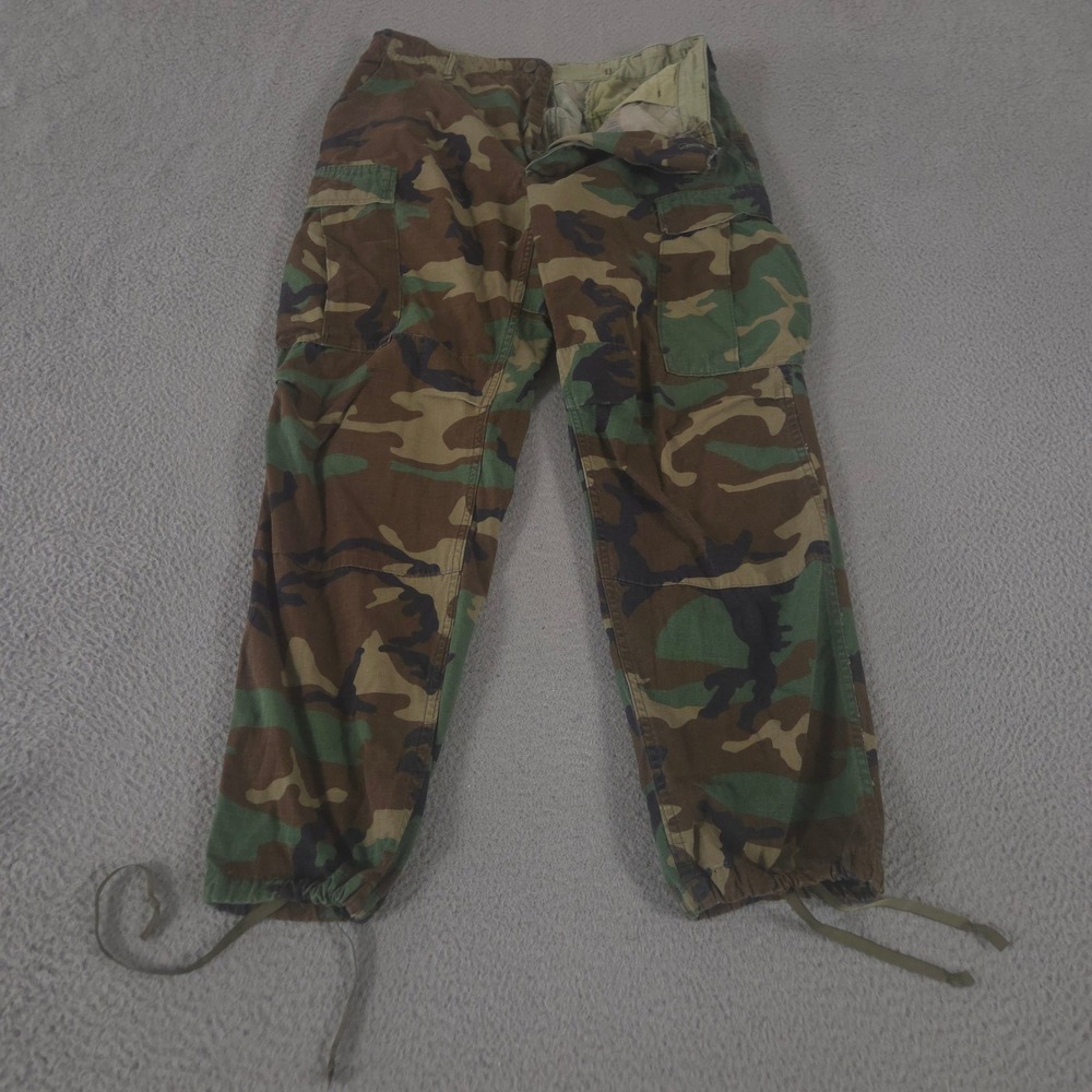 VINTAGE Propper Pants Mens Medium Reg Camo Woodland Ripstop Cargo Button Fly 80s
